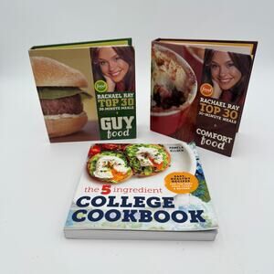 Set/3 Rachael Ray Cookbooks 5 Ingrediant College, Guy Food, Comfort Food